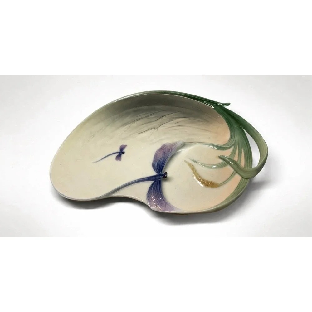 Vintage 2003 Franz‎ Porcelain Collection Dragonfly Dessert Tray FZ00260